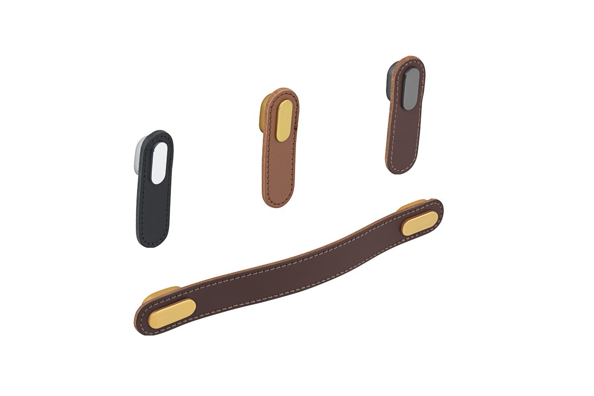 How far does the leather drawer pull extend outward from the drawer?