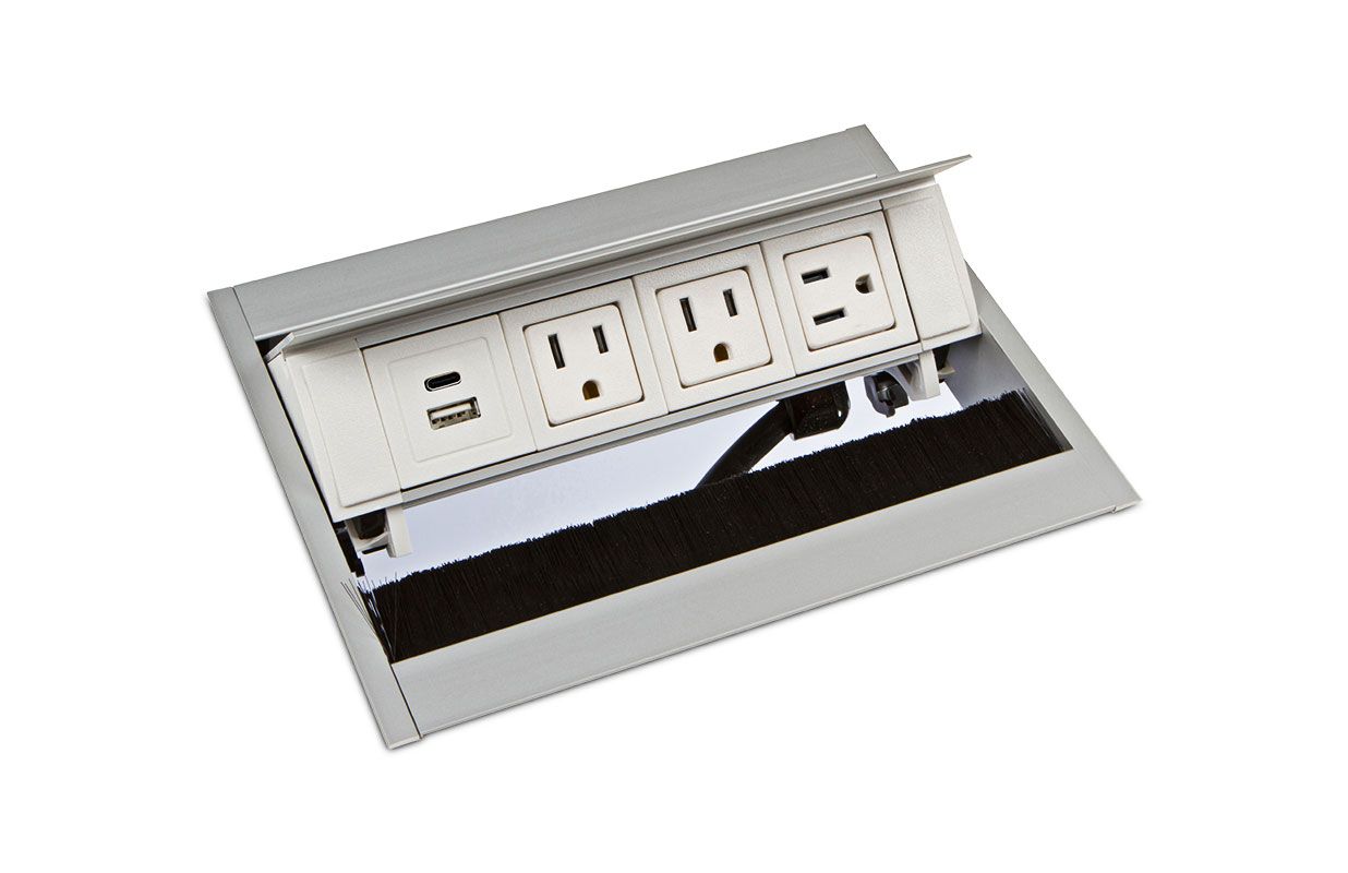 Gedotec Exit G11 Eco Cable Grommet Black Square With Brush Seal | Cable Outlet Desk | Aluminium Cable Box Recessed | 100 X 100 Mm | 1 Piece - Cable - View #5