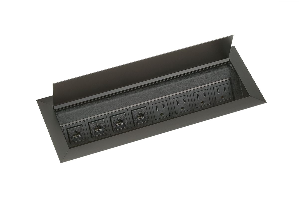 Recessed 4 Power/4 Data Grommet - Recessed Power Grommets - Mockett