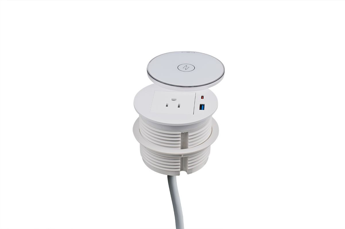 Illuminated Wireless Charging - Recessed Power Outlets - Mockett