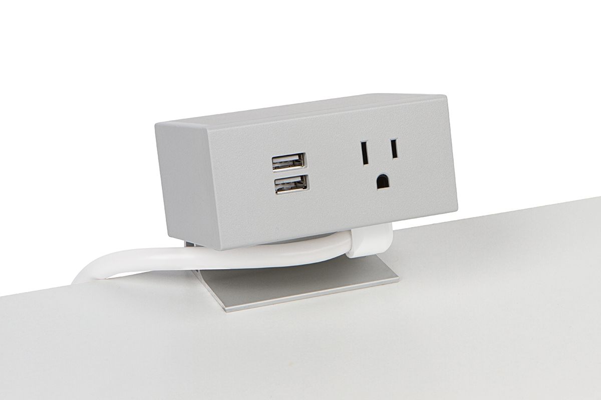 Clamp Mount Power Grommet - 1 Power/Dual USB - Under Desk & Edge