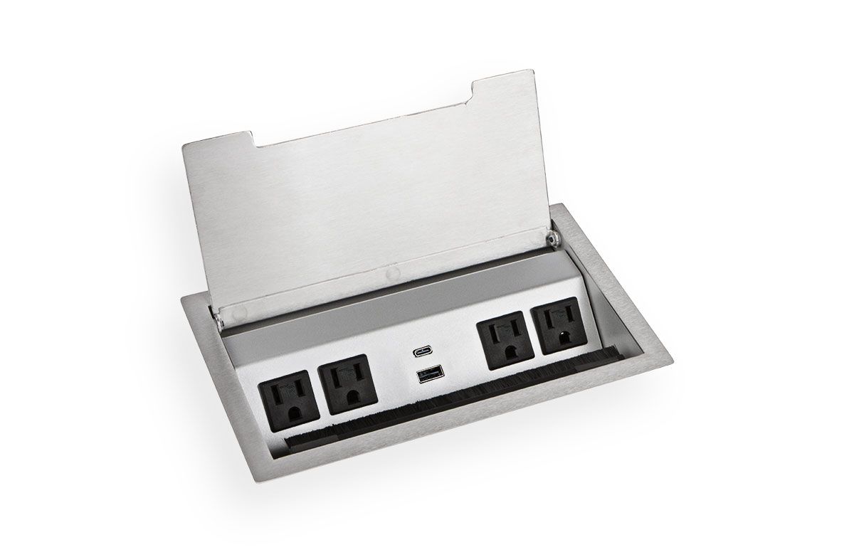 Hinged Lid Power Grommet - Recessed Power Grommets - Mockett