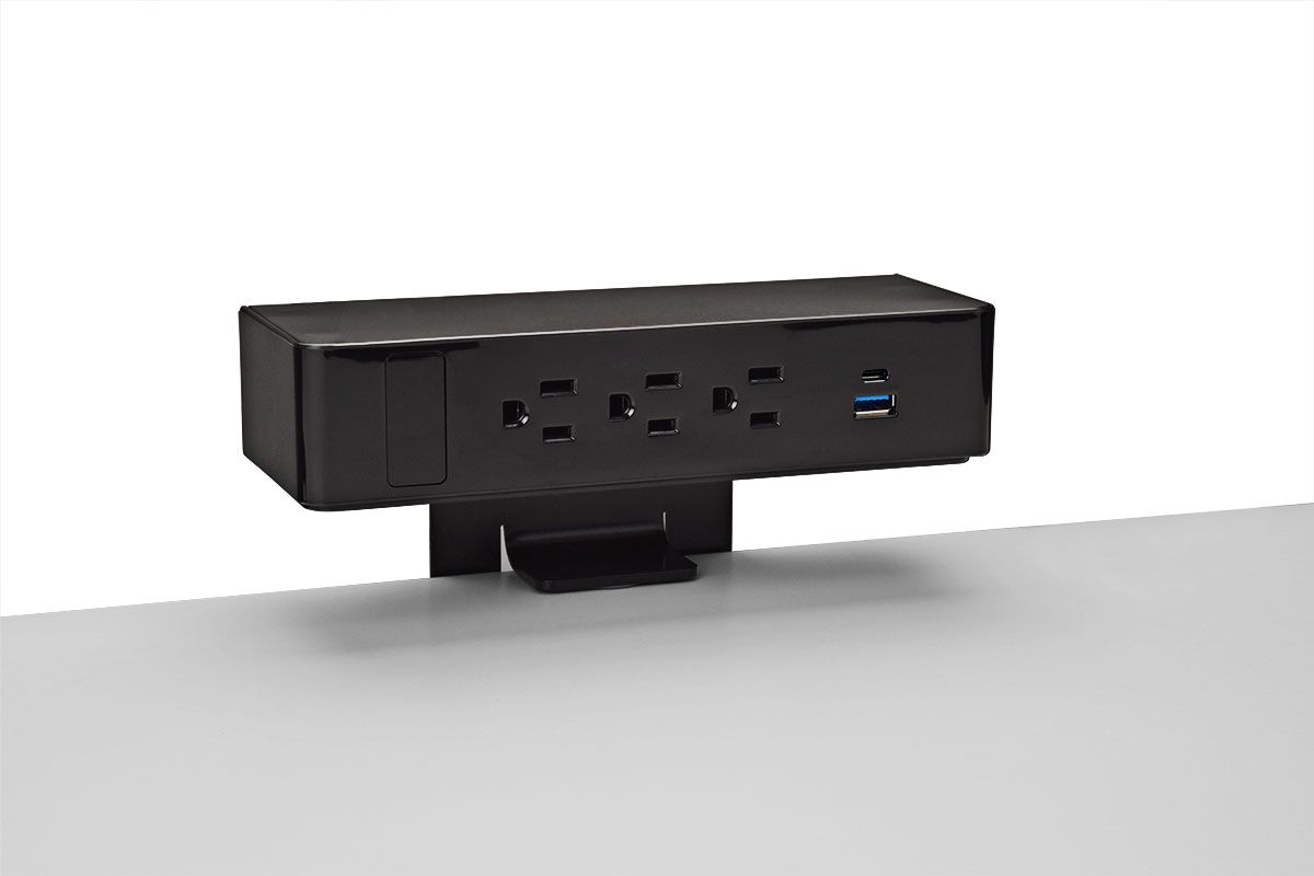 Clamp Mount Power Dock - 3 Power/Open Data/USBA+C - Under Desk