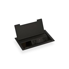 Hinged Lid Power Grommet, Unloaded - 2 Power/USBA+C - Recessed
