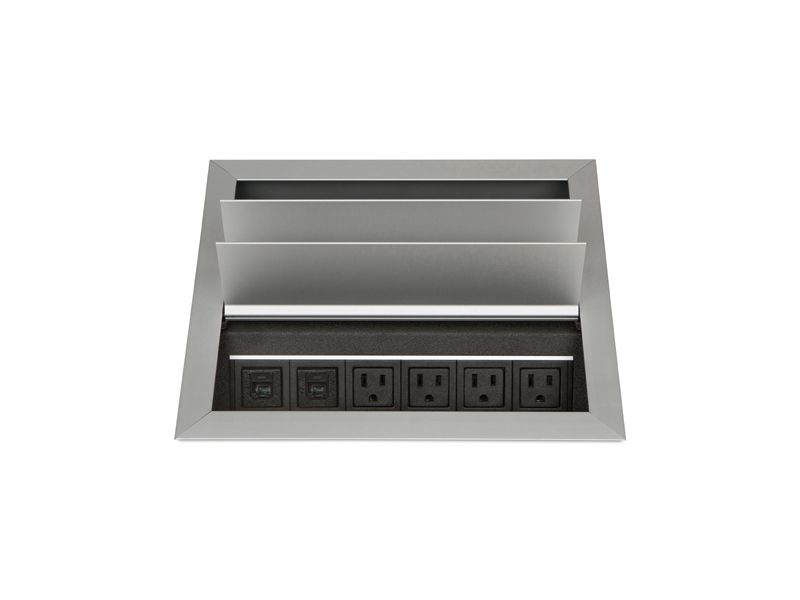 Dual-Sided Recessed 4 Power/2 Data Grommet - Recessed Power