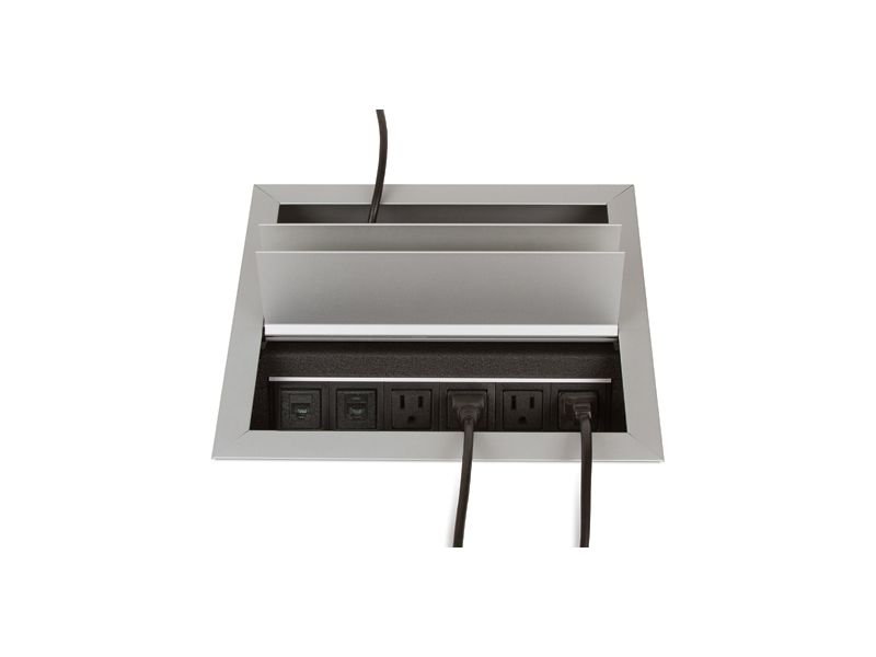 Dual-Sided Recessed 4 Power/2 Data Grommet - Recessed Power