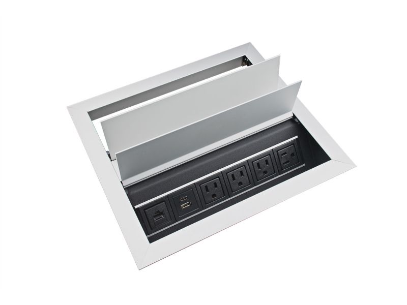 Dual-Sided Recessed 4 Power/1 Data/Dual USBA+C Grommet - Recessed