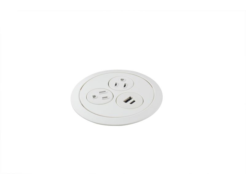 Flip (2 Power/USBA+C) Power Grommet - Recessed Power Grommets