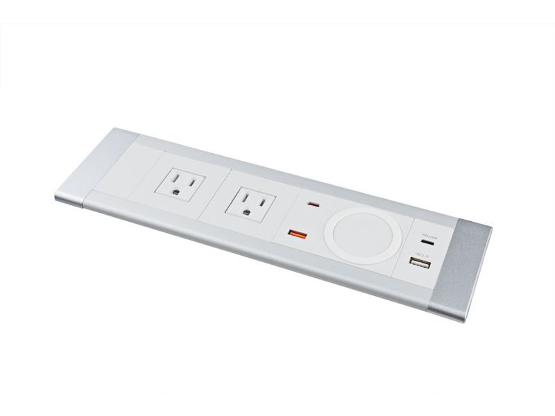 In Desk Power Grommet with Wireless Charging (2 Power/2 Dual USBA+
