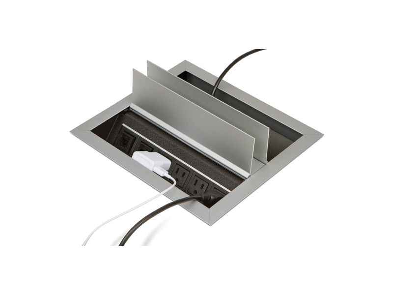 Dual-Sided Recessed 4 Power/2 Data Grommet - Recessed Power