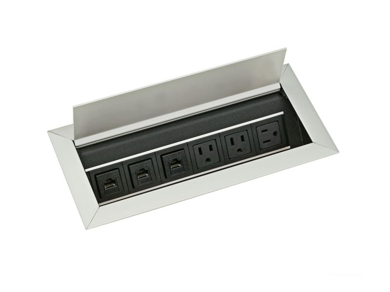 Recessed 3 Power/3 Data Grommet - Recessed Power Grommets - Mockett