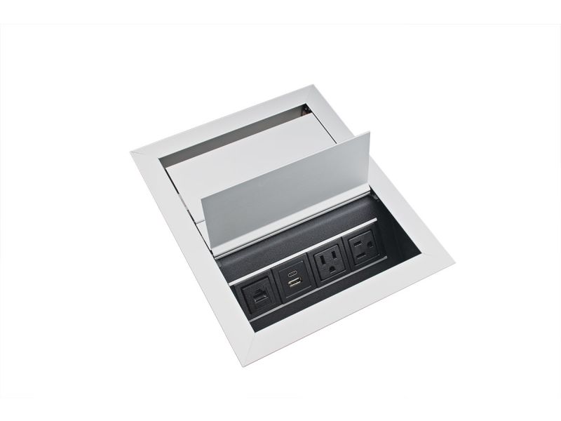 Dual-Sided Recessed 2 Power/1 Data/Dual USB Grommet - Recessed