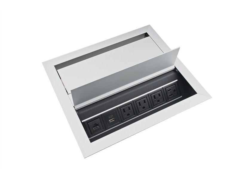 Dual-Sided Recessed 4 Power/1 Data/Dual USBA+C Grommet - Recessed