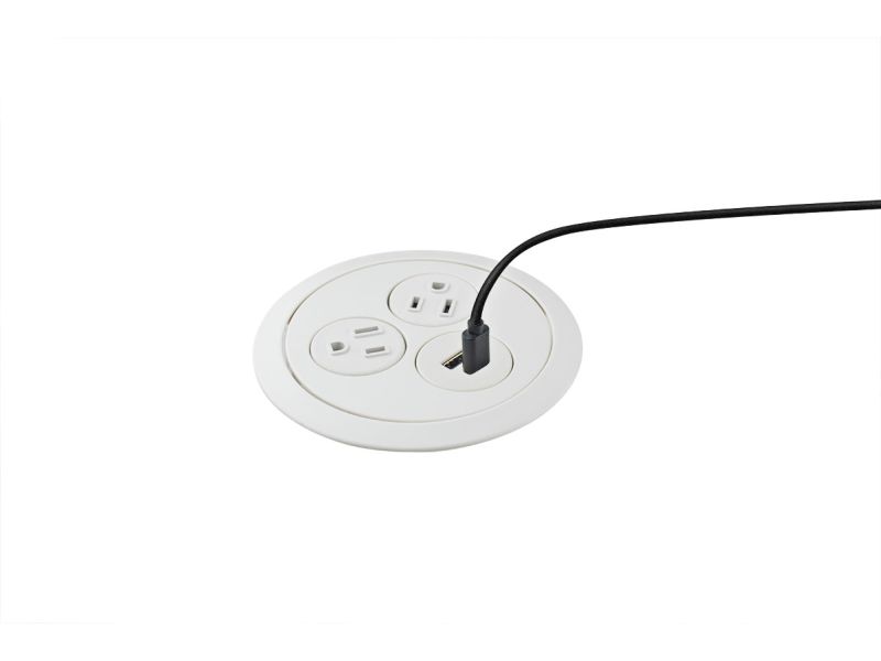 Flip (2 Power/USBA+C) Power Grommet - Recessed Power Grommets