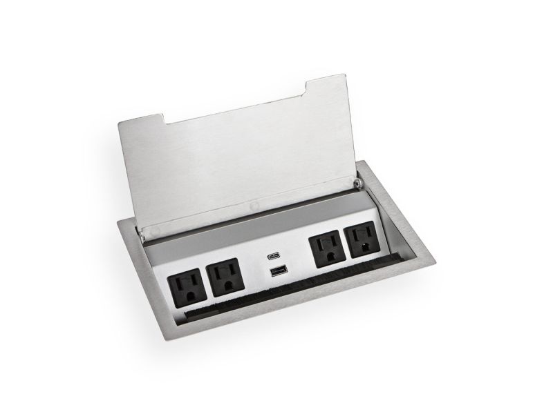 Hinged Lid Power Grommet - Recessed Power Grommets - Mockett