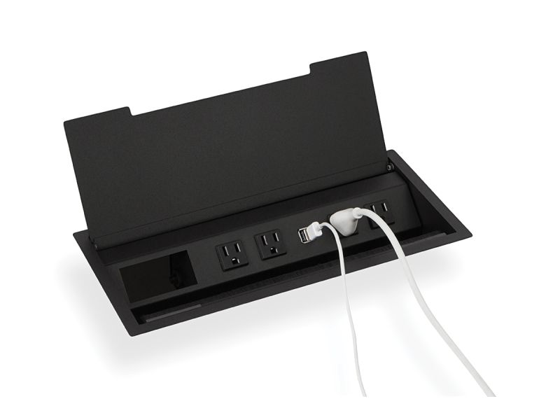 Large Hinged Lid Power Grommet - 4 Power/Unloaded Data/Dual USB