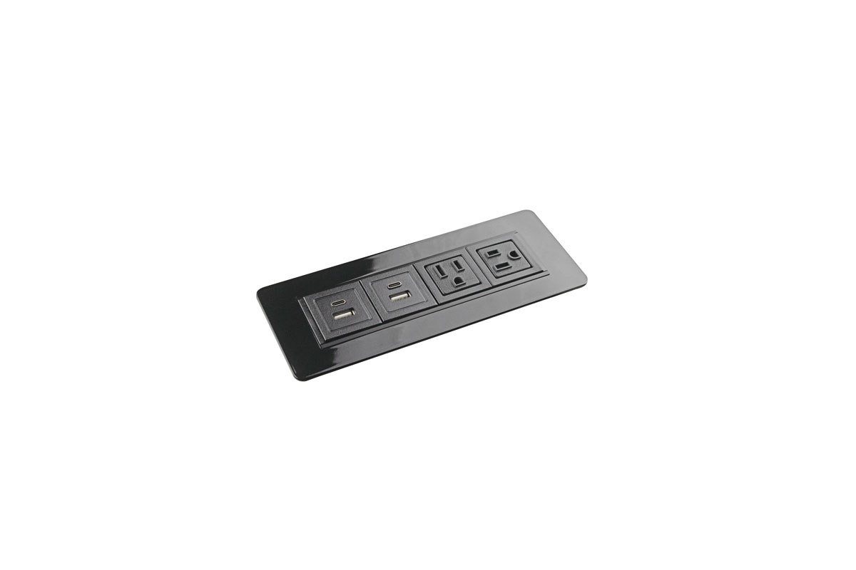 Rectangular Power Grommet - 2 Power/2 Dual USBA+C - Recessed Power