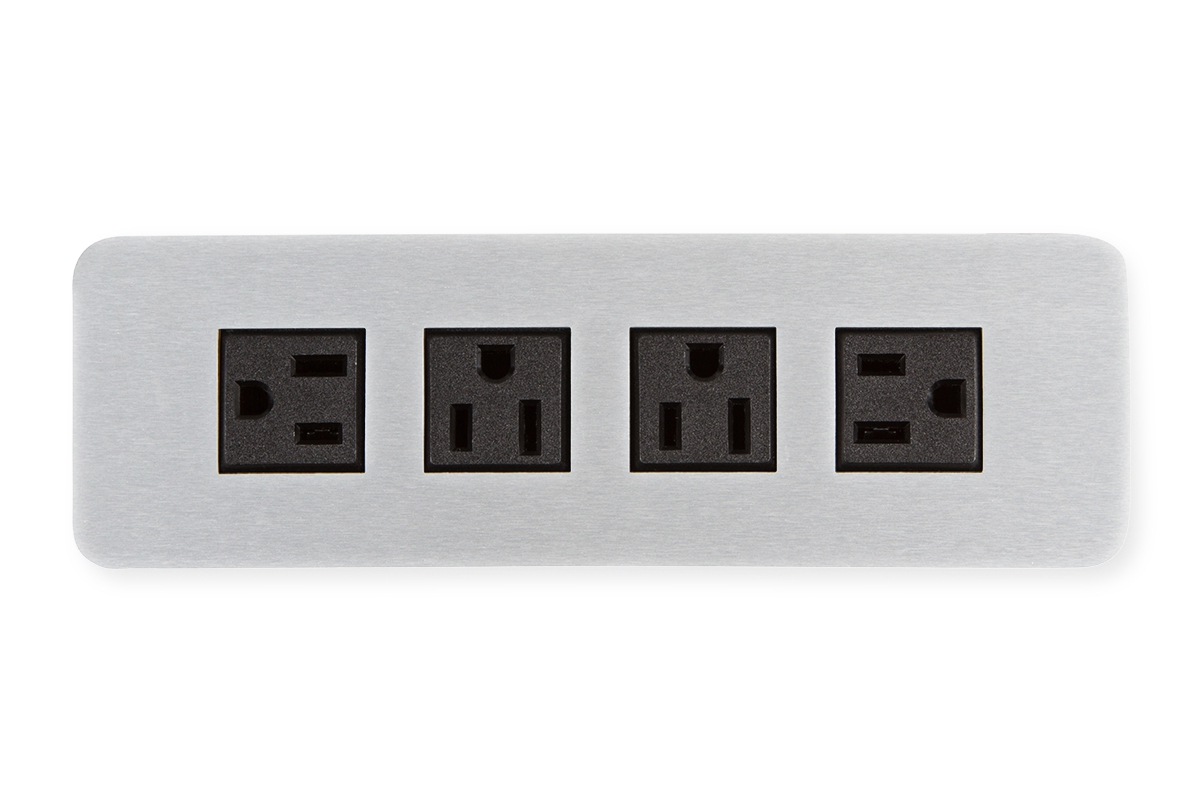 PCS62C/4E-94 (Satin Aluminum) mockett desktop power grommet outlet